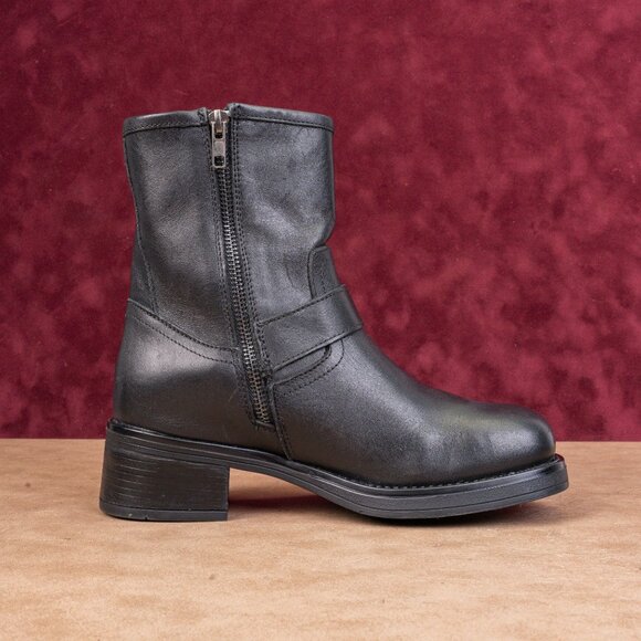 Steve Madden Women Archie Black Leather Harness Moto Biker Ankle Boots sz 7 - Picture 8 of 8